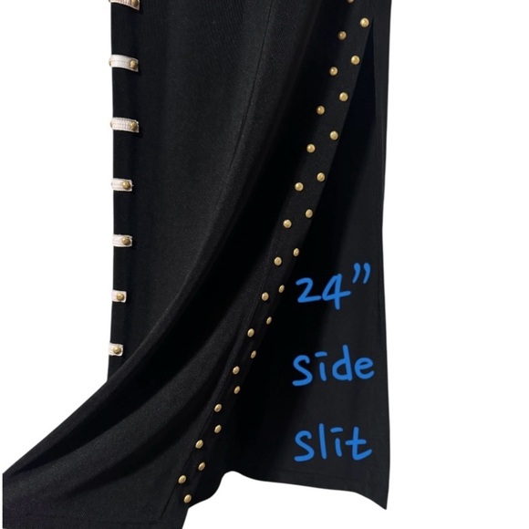 Cache Y2K Black Knit Bodycon Maxi Dress Studded Nautical Details Women’s Small - Picture 9 of 16